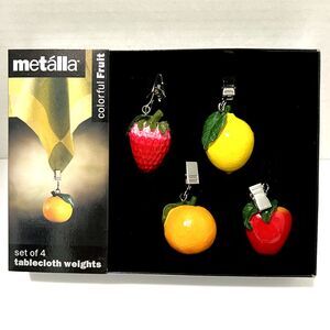 Metalla Colorful Fruit Decorative/Functional Set of 4 Tablecloth weights, - New